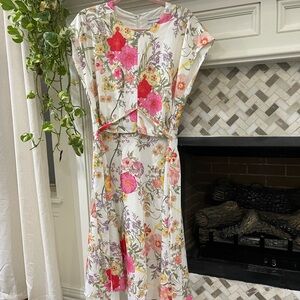 Gibson Latimer Floral Dress with Pink and Yellow Accents